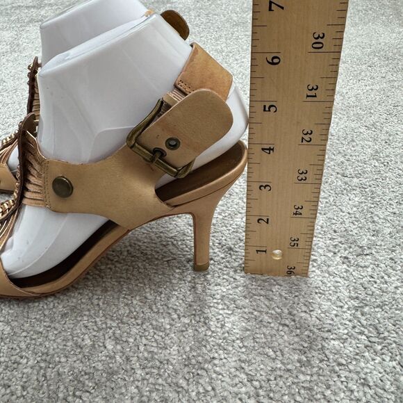 Cynthia Vincent Slingback Gladiator Heeled Sandals Women 8.5 Gold Bronze Leather - Picture 16 of 16